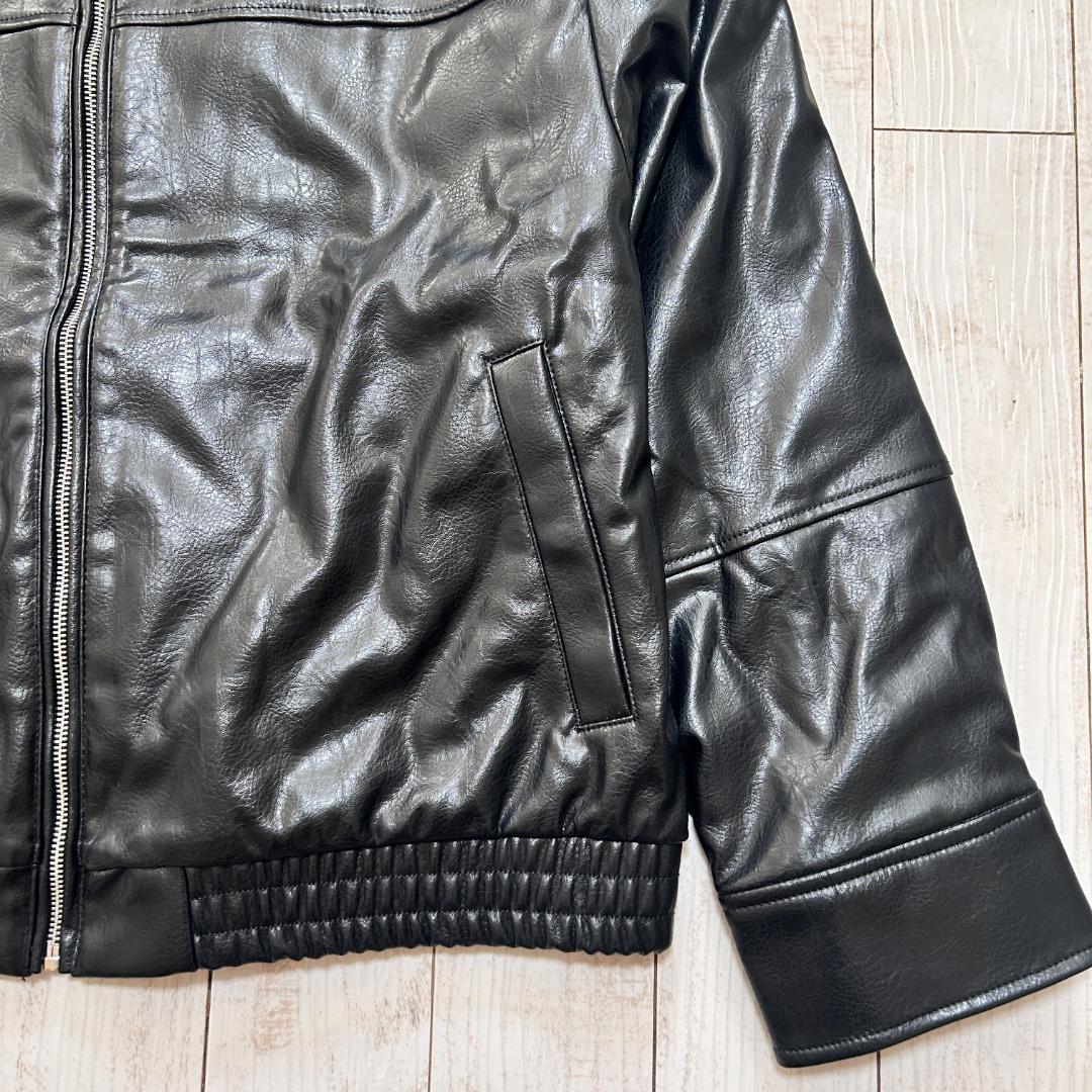 未使用品 ZARA ザラ フェイクレザー ボンバージャケット ブラック Lサイズ