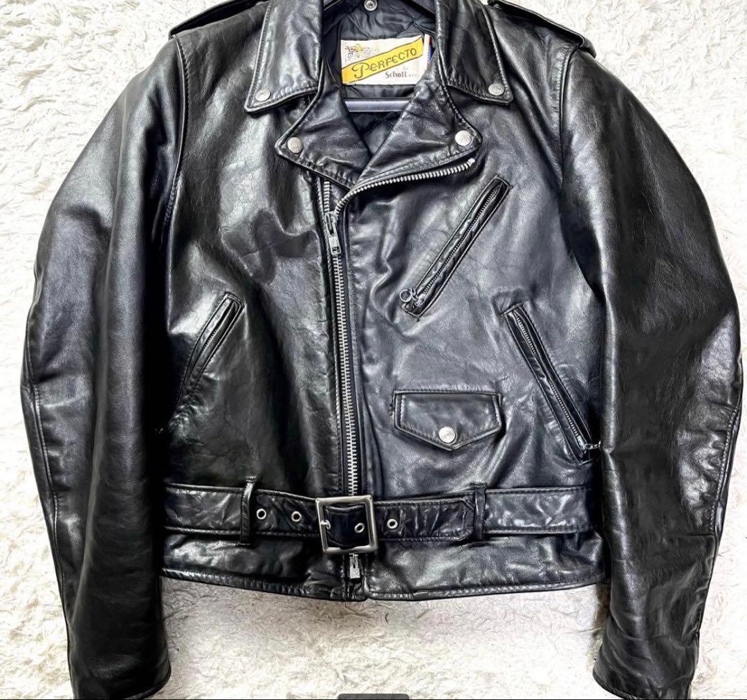 入手困難/ヴィンテージ✨ショット ダブルライダース レザージャケット 118