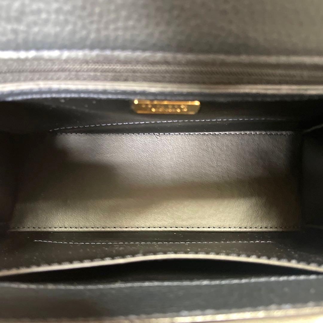 【新品同様タグ付き】WAKO 銀座和光 レザーネイビー ゴールド金具ハンドバッグ