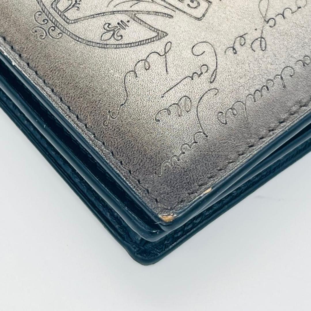 ベルルッティ カリグラフィ　小銭入れあり 長財布 カーキ　ブラック レザー