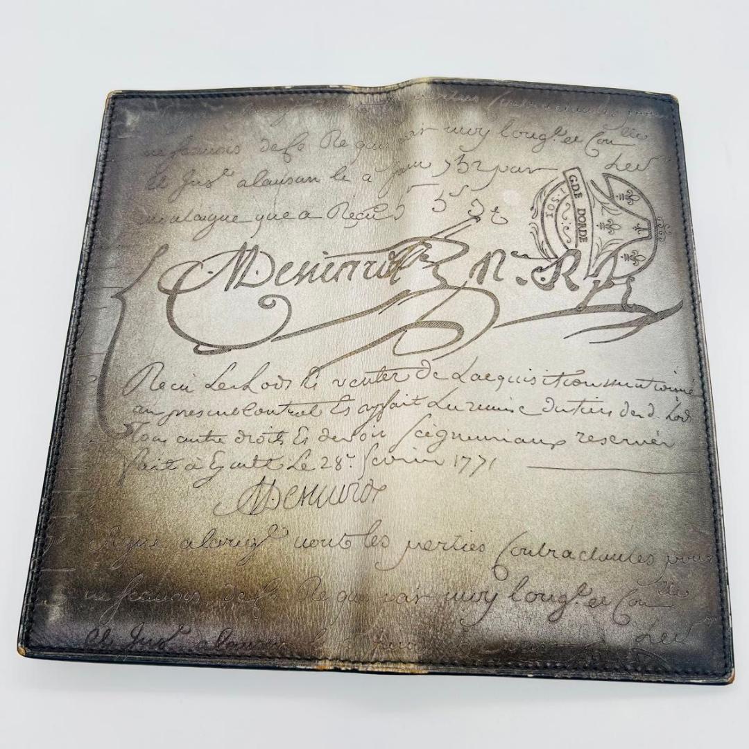 ベルルッティ カリグラフィ　小銭入れあり 長財布 カーキ　ブラック レザー