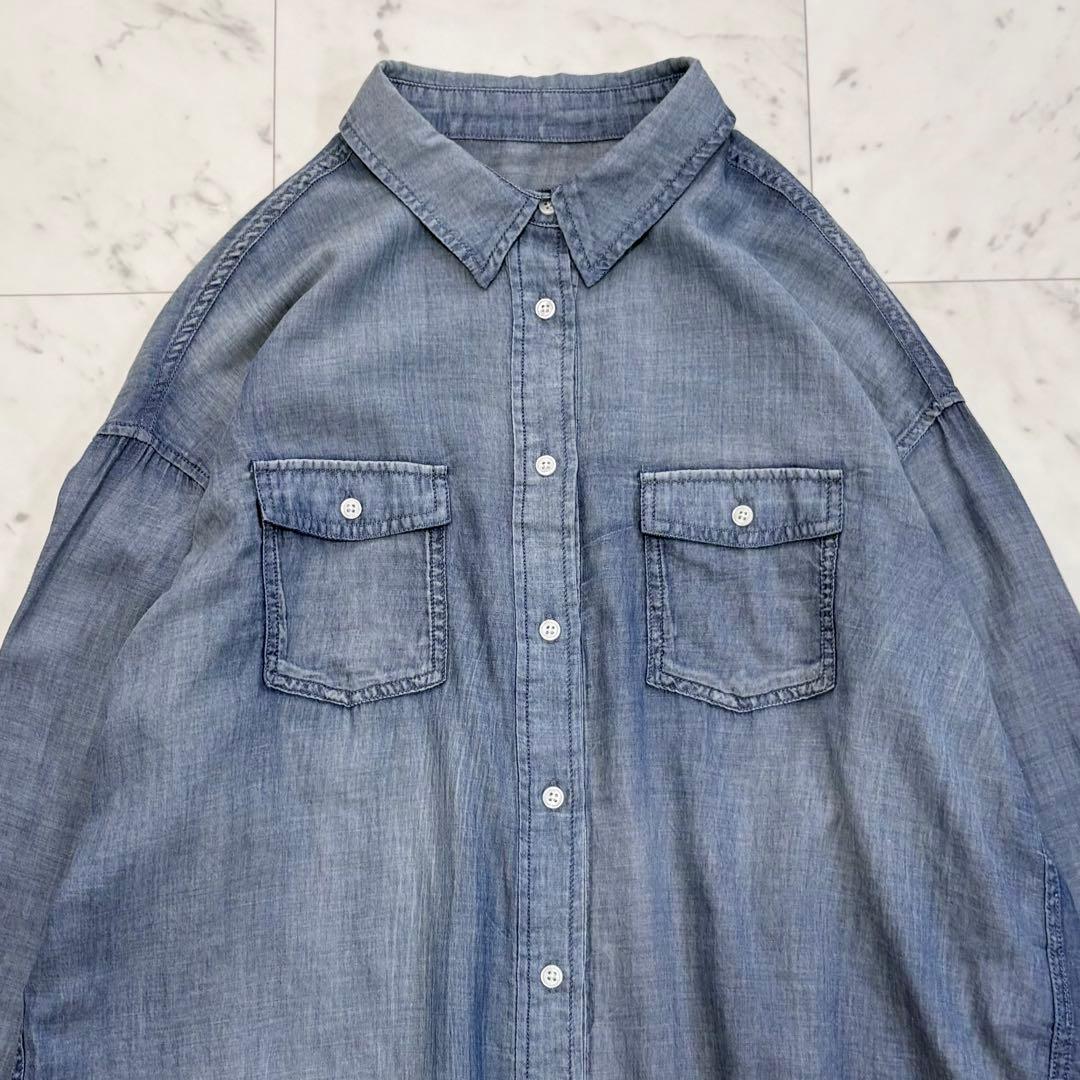 極美品✨ビアズリー　シフォンデニムシャツ　長袖シャツ　人気　ゆったり