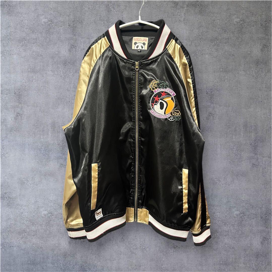 ✨PANDIESTA JAPAN✨スカジャン パンダライダー 刺繍 黒 金