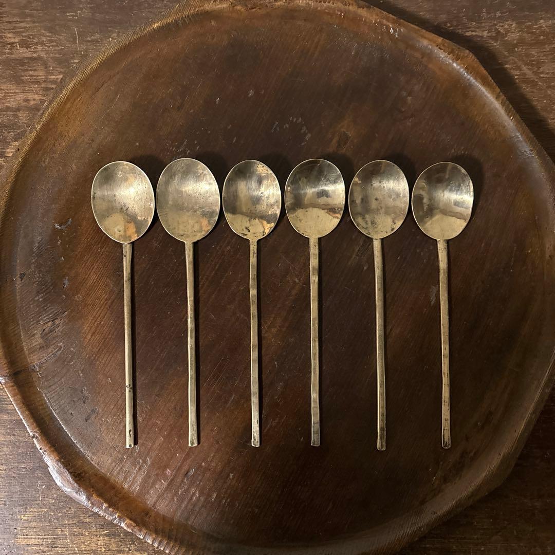 李朝スッカラ6点　(ar126)韓国スプーン.アンティーク.古道具.コウケンテツ