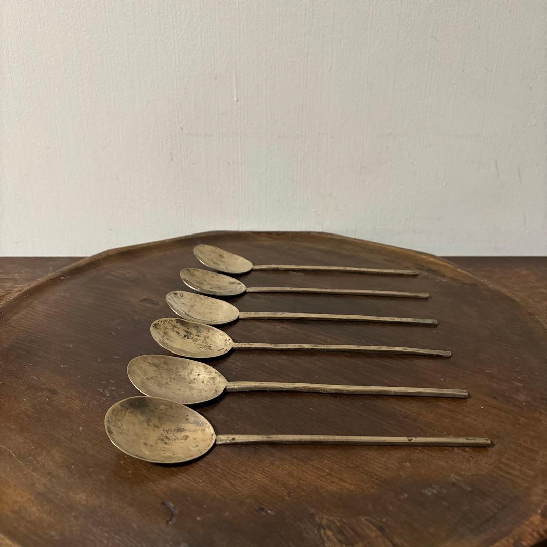 李朝スッカラ6点　(ar126)韓国スプーン.アンティーク.古道具.コウケンテツ