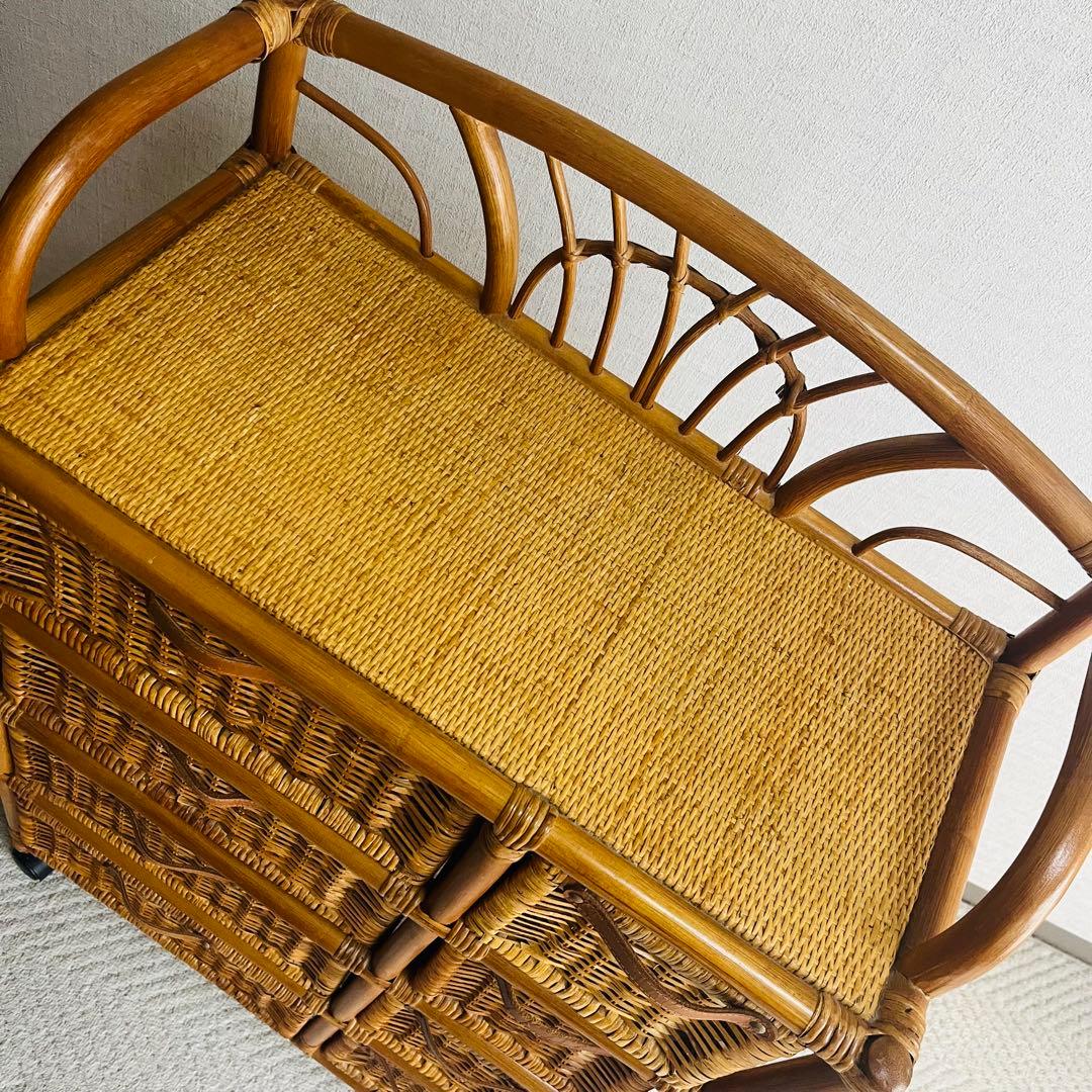 籐家具 収納ランタチェスト 昭和レトロ インテリア 棚 ラック 藤 アンティーク