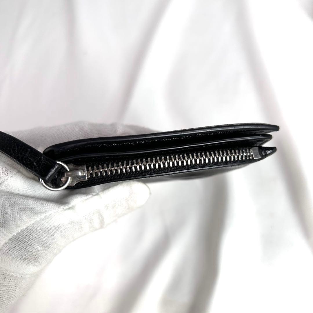 メゾンマルジェラ　二つ折り財布　コンパクトウォレット　シボ革　レザー　黒