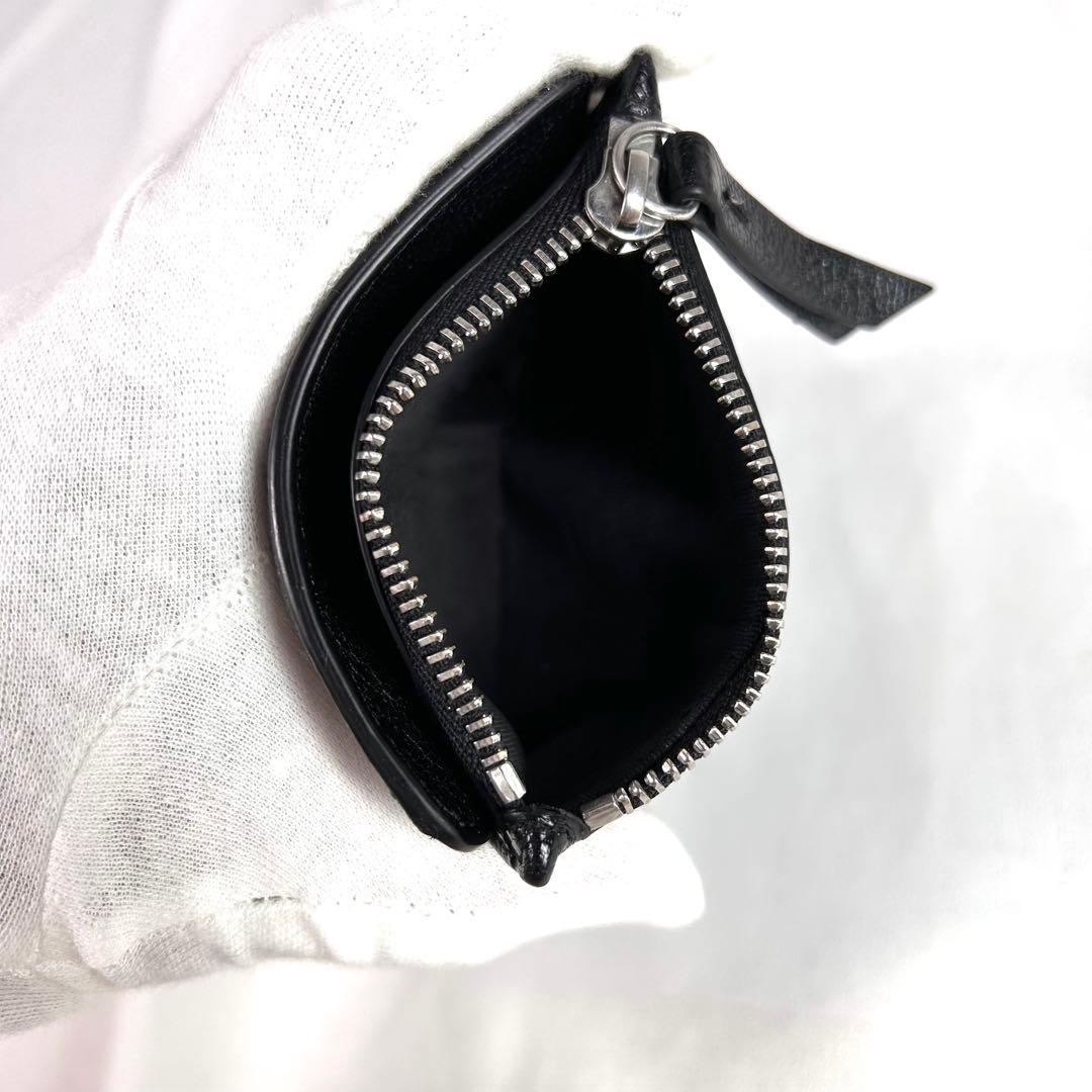 メゾンマルジェラ　二つ折り財布　コンパクトウォレット　シボ革　レザー　黒