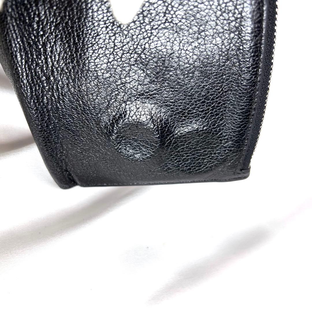 メゾンマルジェラ　二つ折り財布　コンパクトウォレット　シボ革　レザー　黒