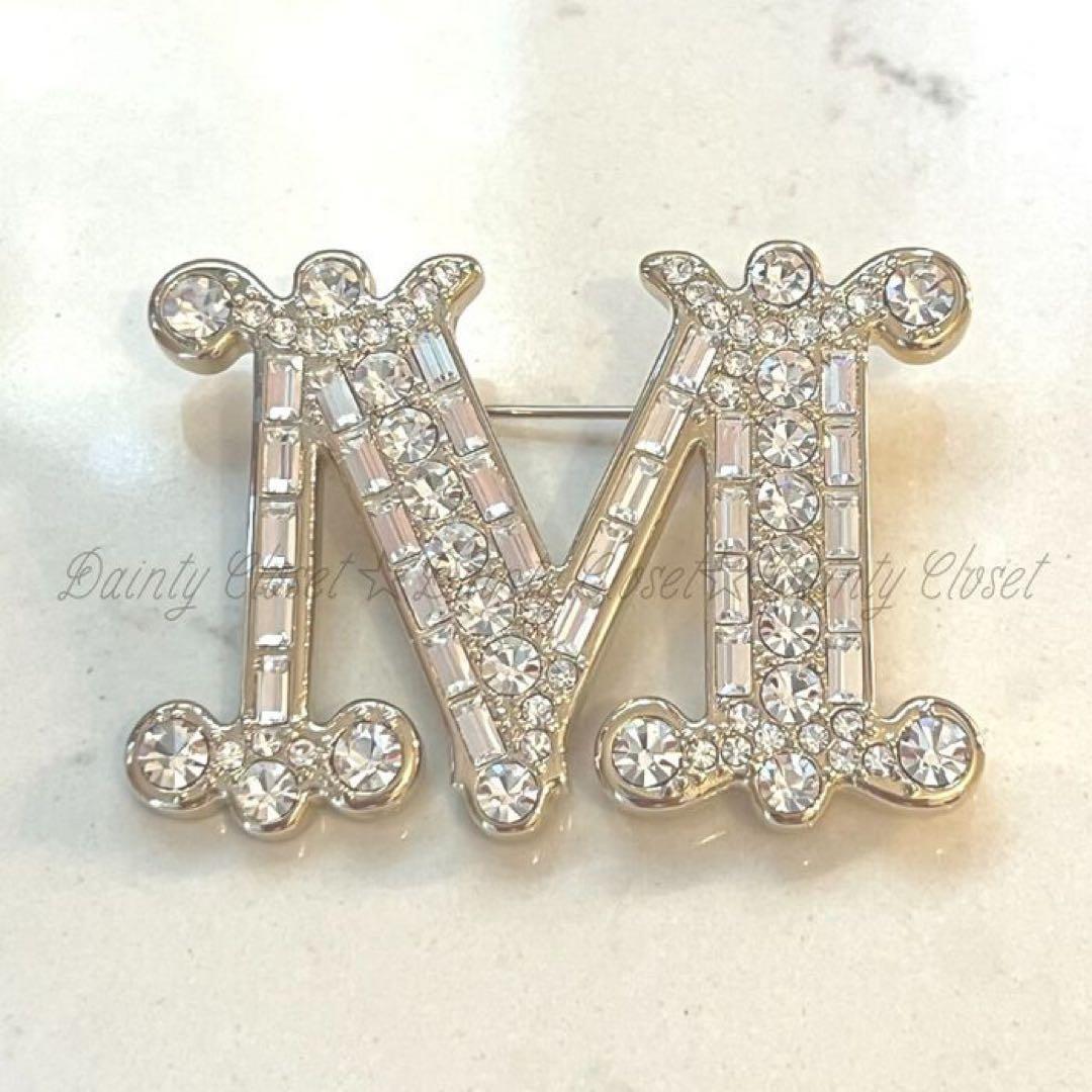 大人気 MaxMara マックスマーラ M字型クリスタルブローチ 新品未使用