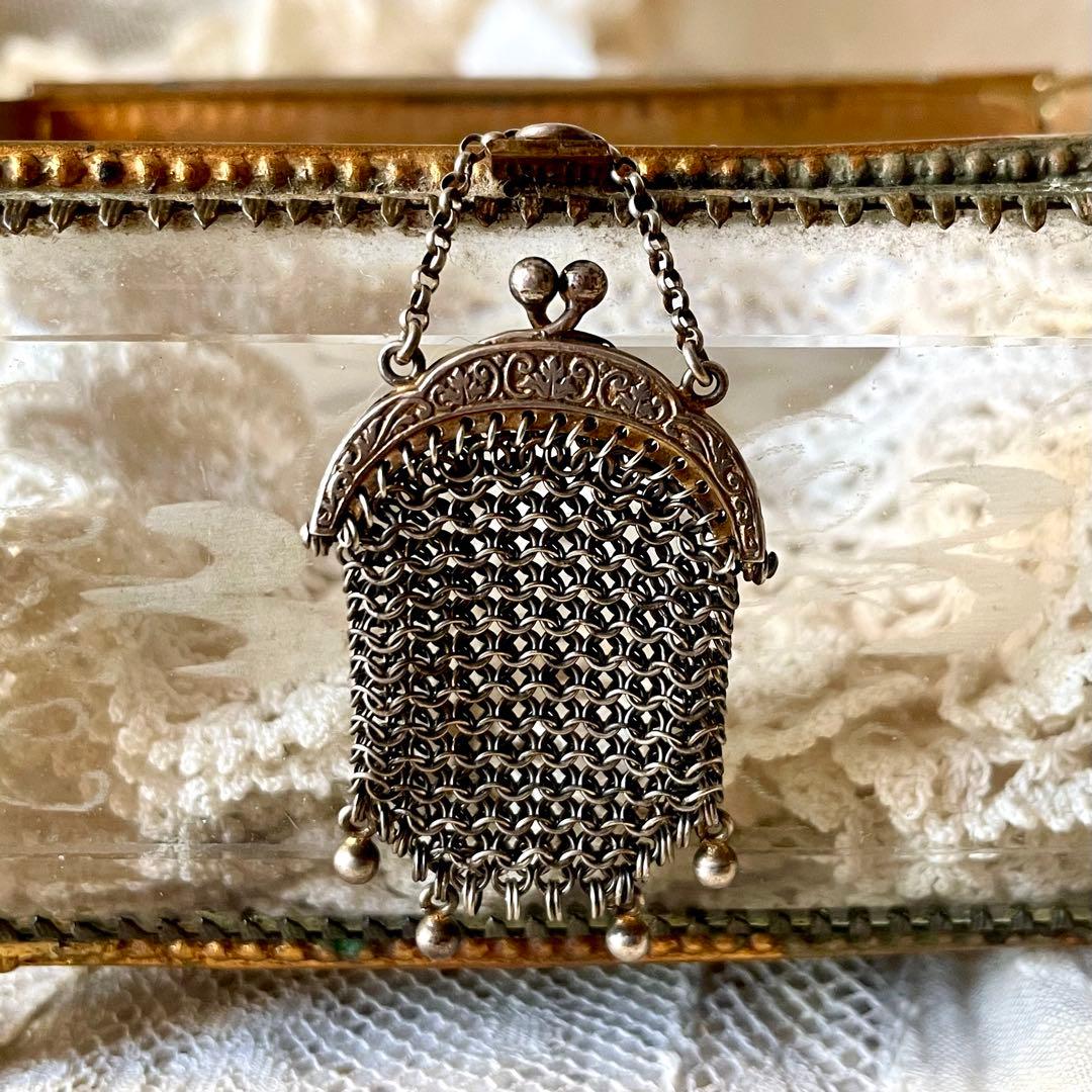 【レア】ドール用ミニがま口バッグ　チェーン付き　ミニチュア　フランスアンティーク