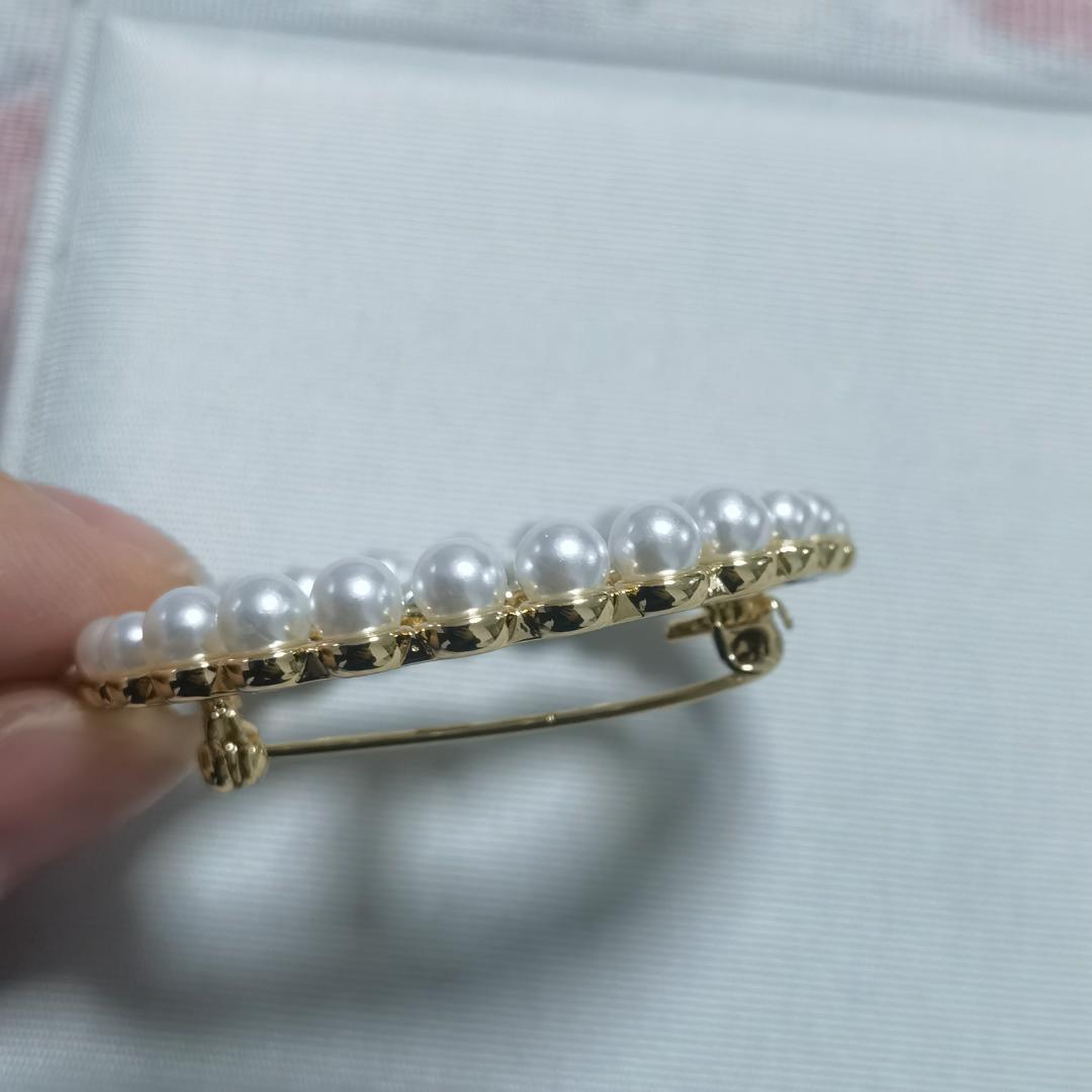 ディオール DIOR パール ブローチ ゴールド