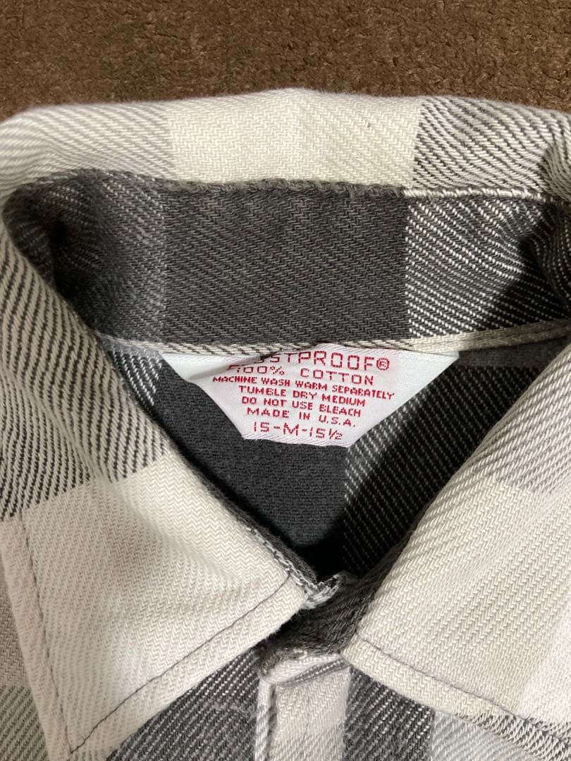 70s 80s frostproof ブロックチェック ネルシャツ 黒白グレー