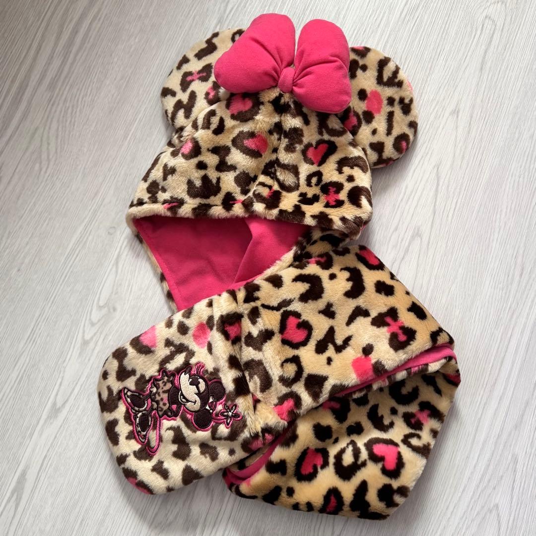 東京ディズニーリゾート ミニー ヒョウ柄 ファンキャップマフラー