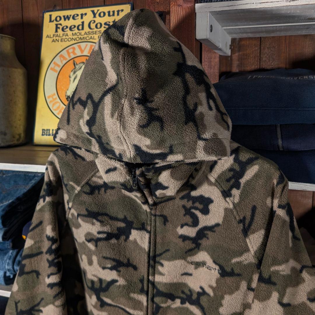 00s　old　Carhartt　タイガーカモ　ジップパーカー　ワンポイント刺繍
