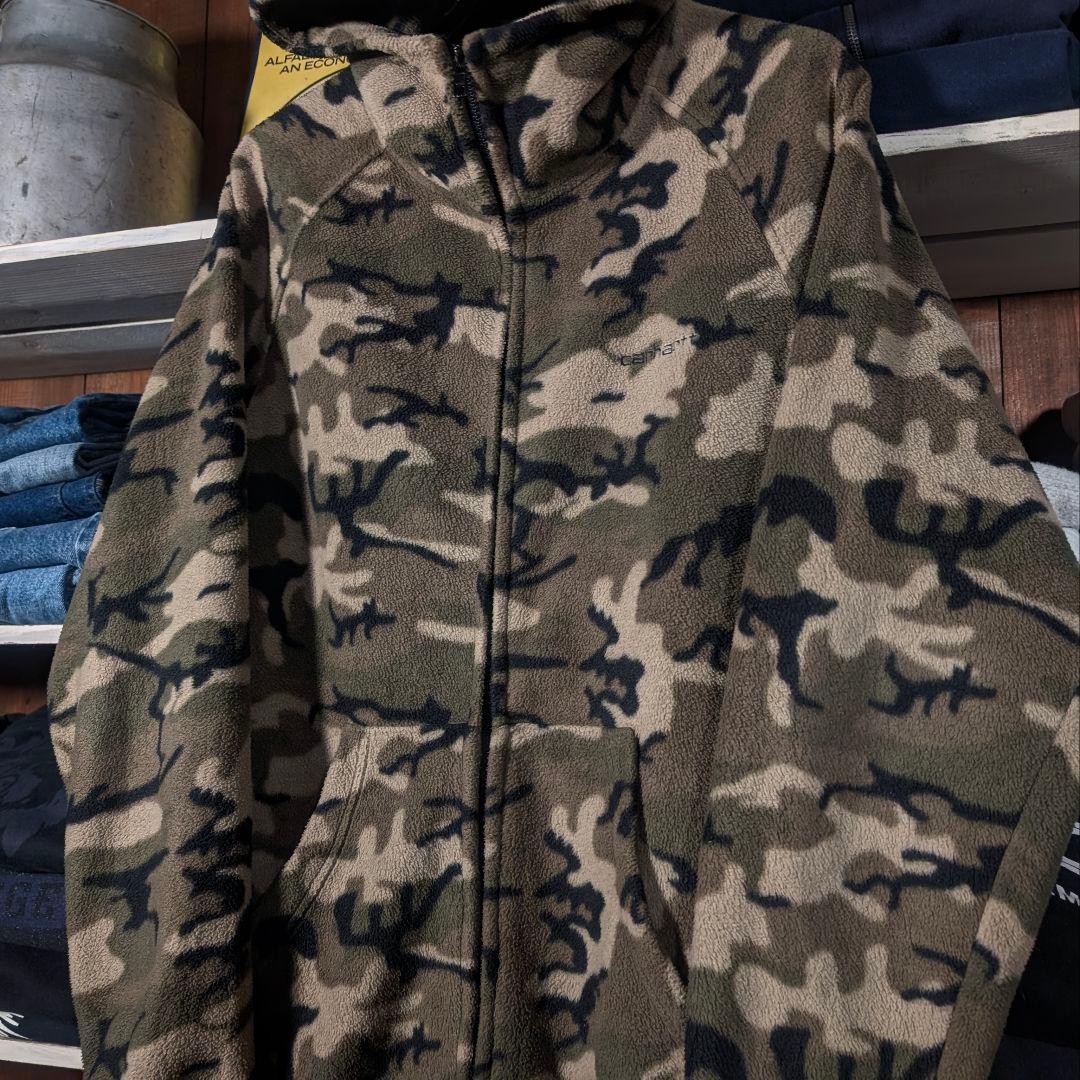 00s　old　Carhartt　タイガーカモ　ジップパーカー　ワンポイント刺繍
