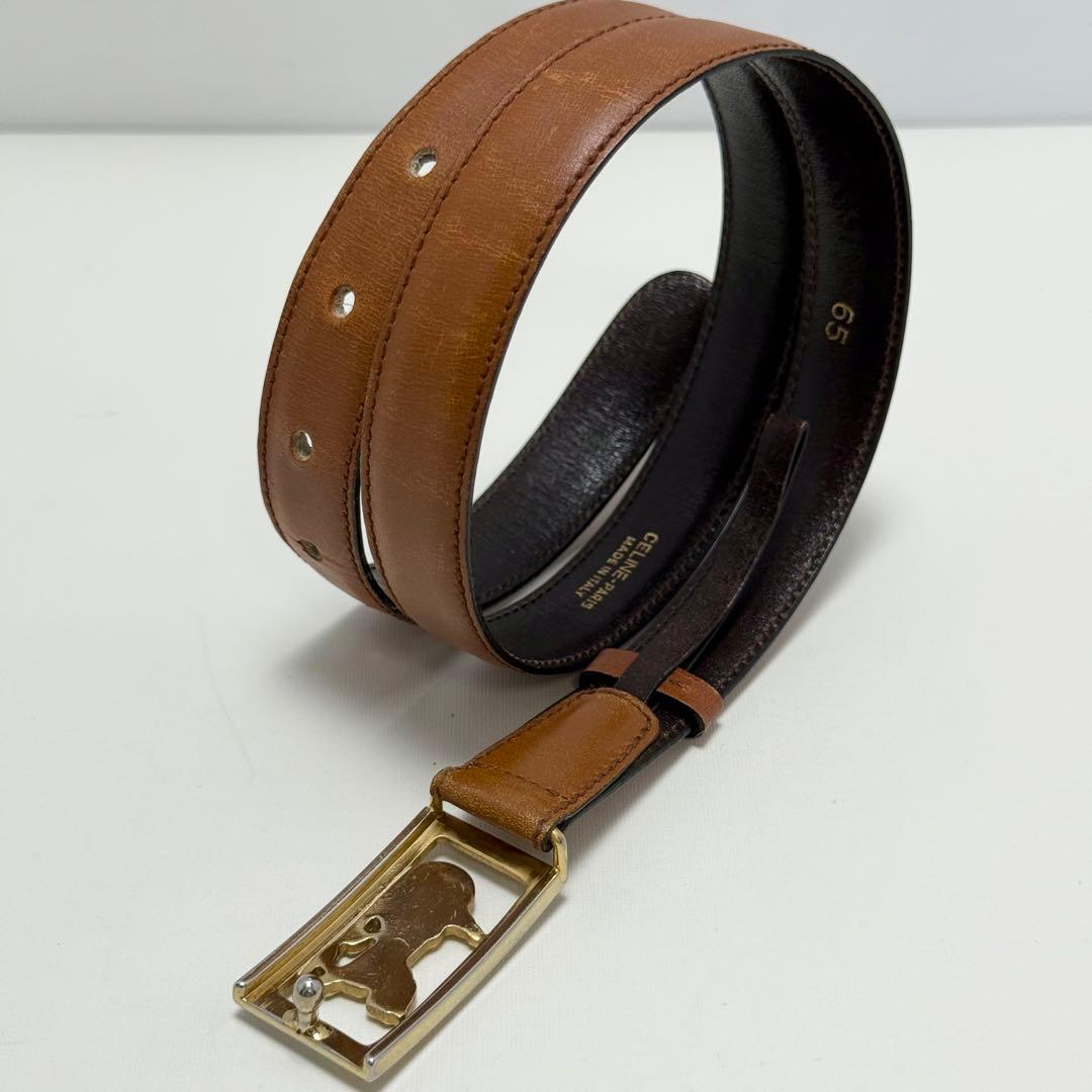 ✨良品✨セリーヌ ベルト 馬車金具 ゴールド金具 男女兼用 新品ベルト レザー
