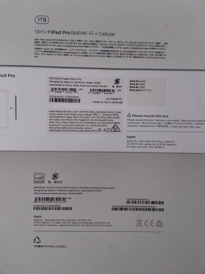 iPad Pro 13インチ M4 ナノテクガラス 1TB セルラーモデルセット