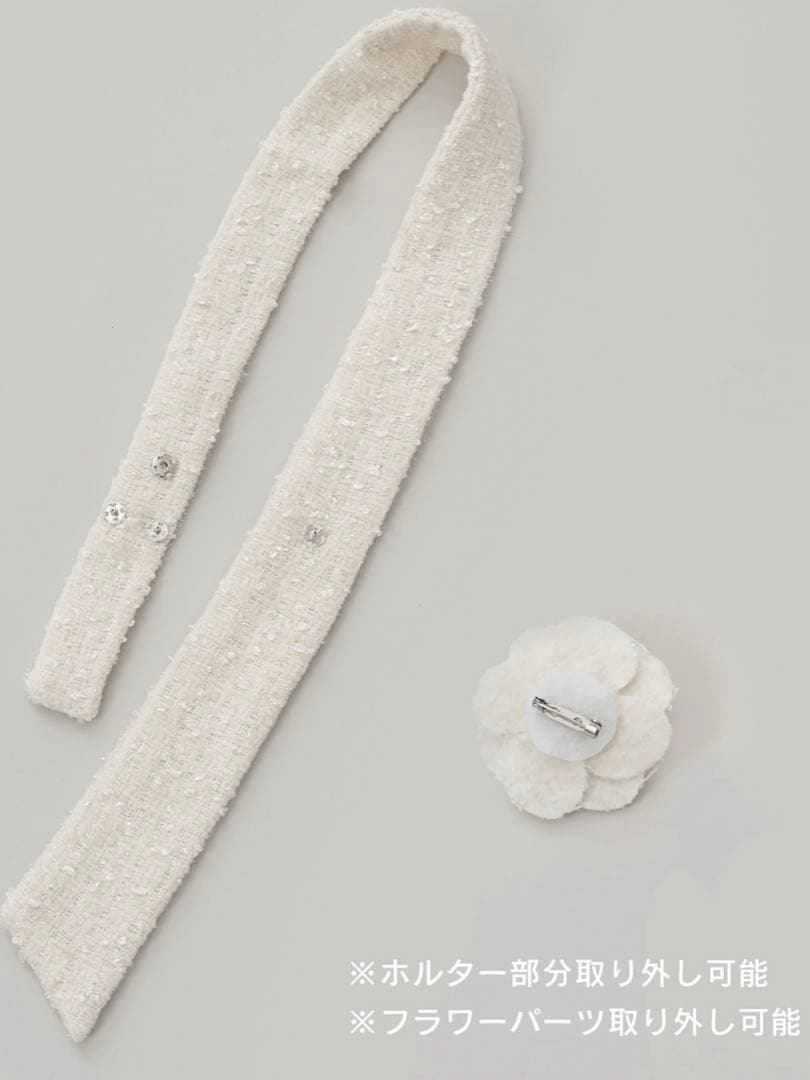 Darich♡ホルターネックオフショルツイードトップス　　WHT