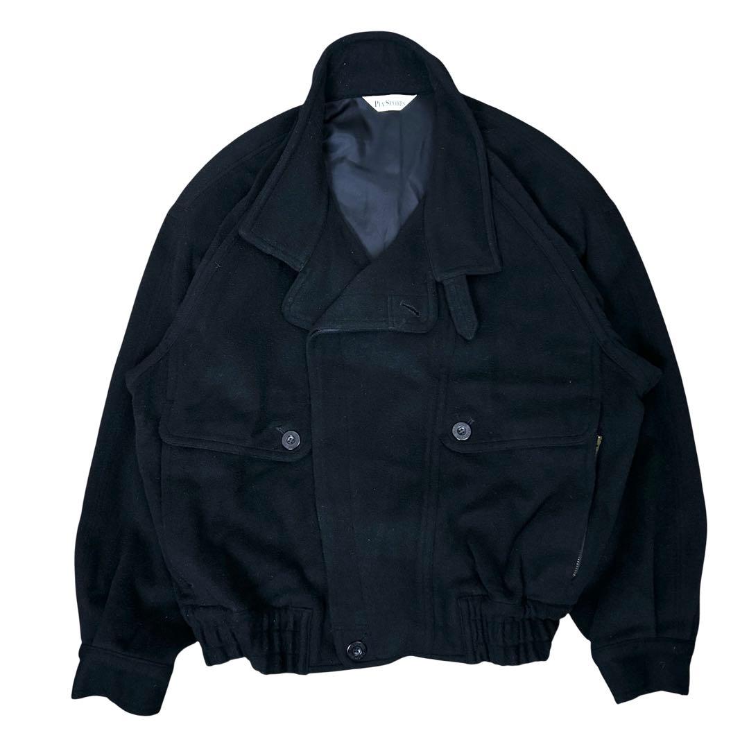 Vintage 90s【変形】all black wool jacket