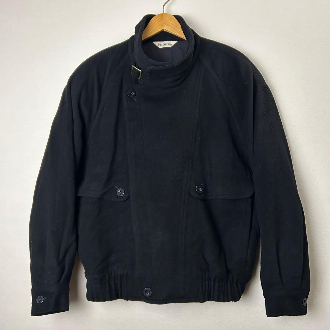 Vintage 90s【変形】all black wool jacket