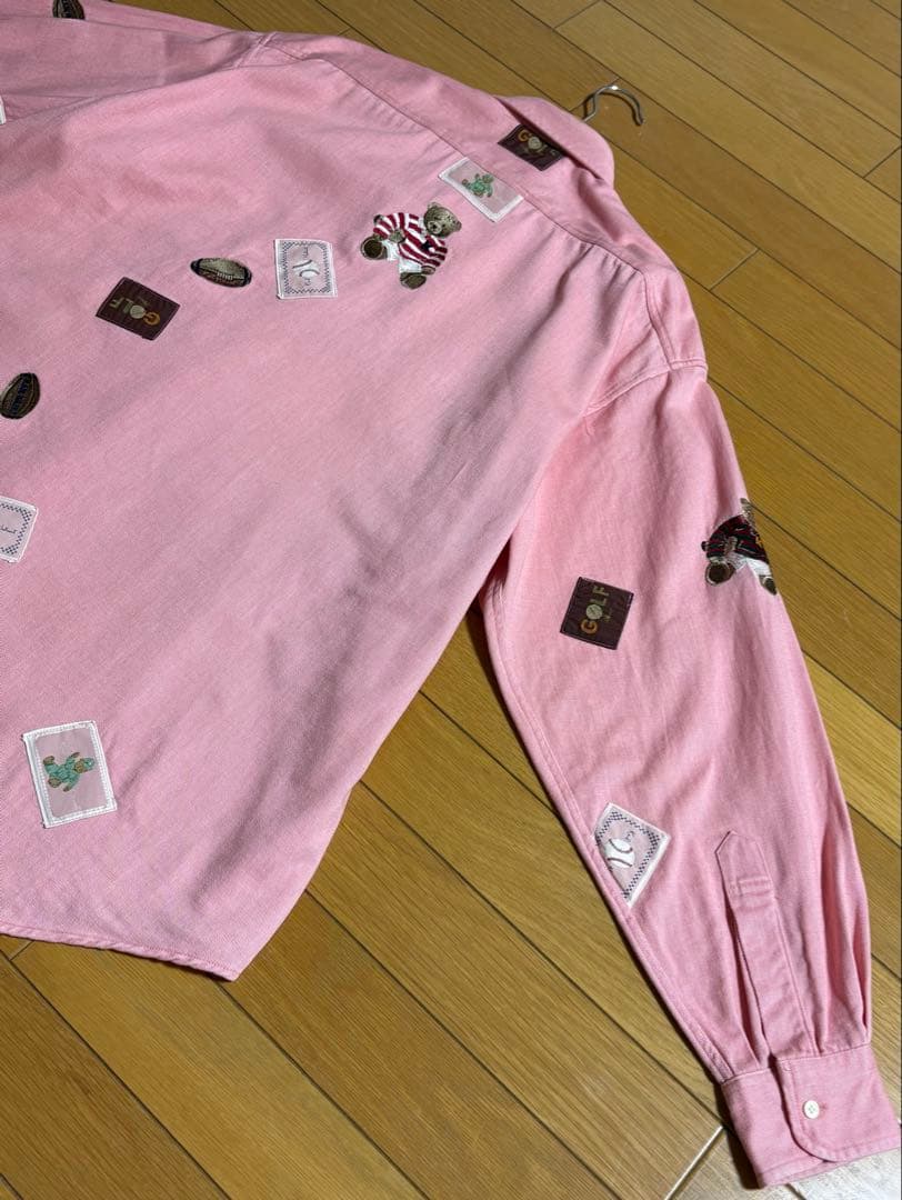 karl helmut ラグビーくま ワッペン 長袖シャツ　ピンクハウス