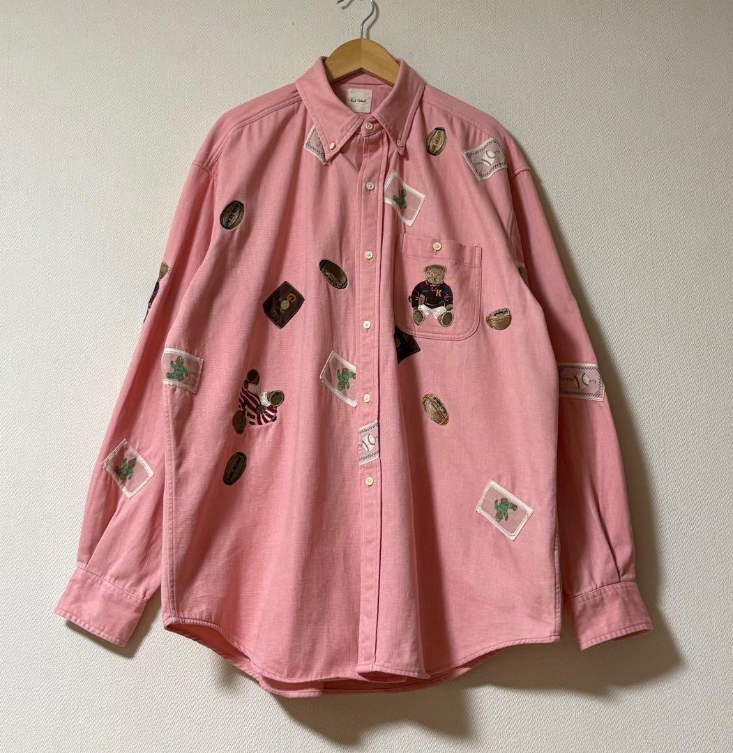 karl helmut ラグビーくま ワッペン 長袖シャツ　ピンクハウス