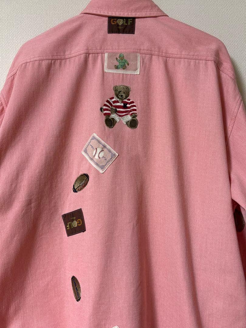 karl helmut ラグビーくま ワッペン 長袖シャツ　ピンクハウス