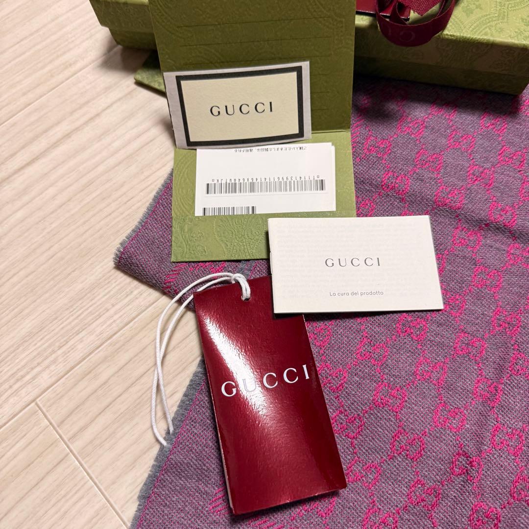大判新品✨GUCCIマフラー❗️箱紙袋セット❗️グッチマフラー　レディース