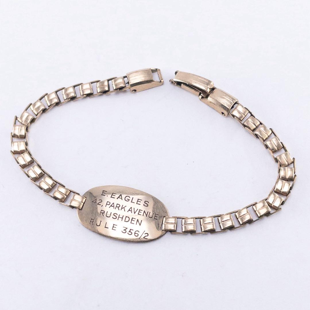 英国製 40s WW2 金張りヴィンテージ IDブレスレット