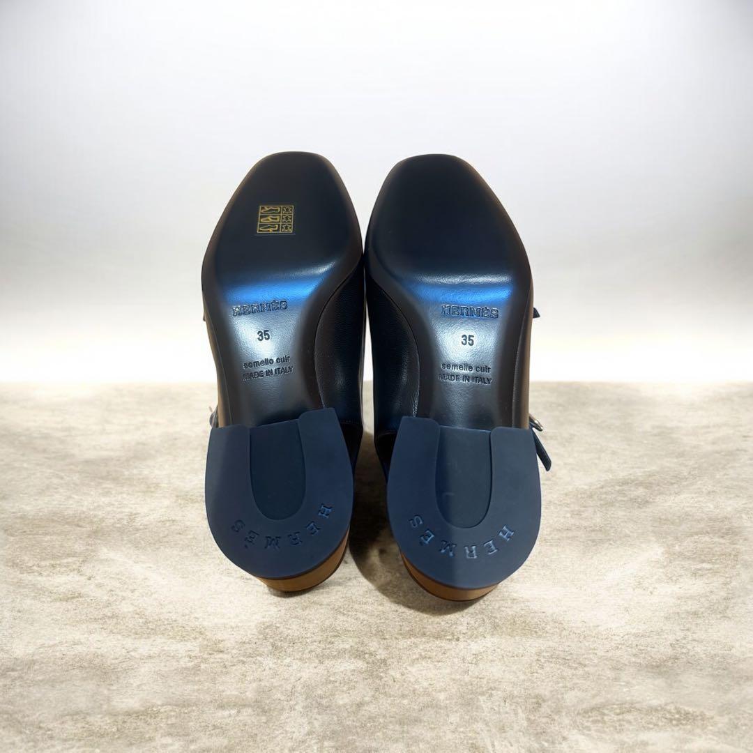 【断捨離中】エルメス　ブラック スリングバック　パンプス 35