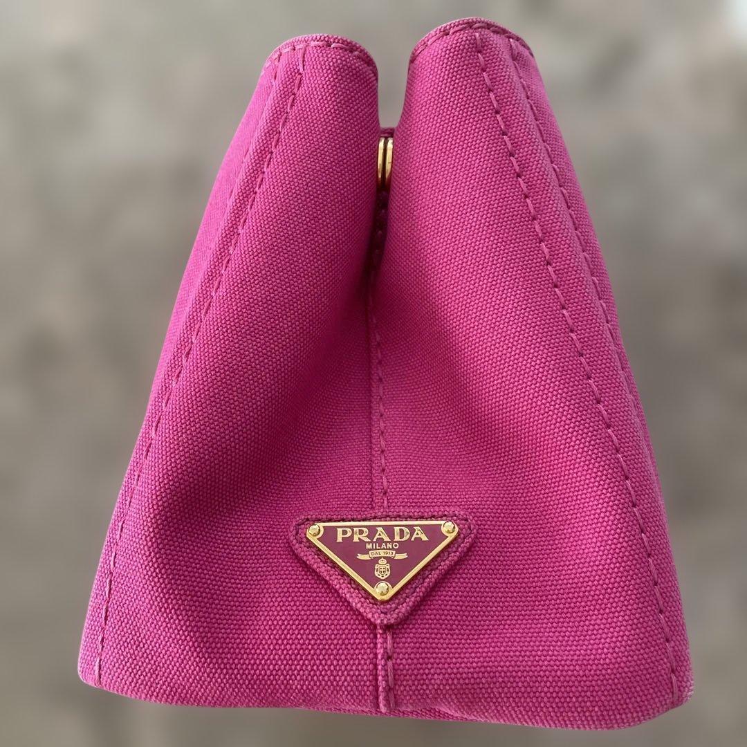 PRADA ピンク キャンバス ハンドバッグ