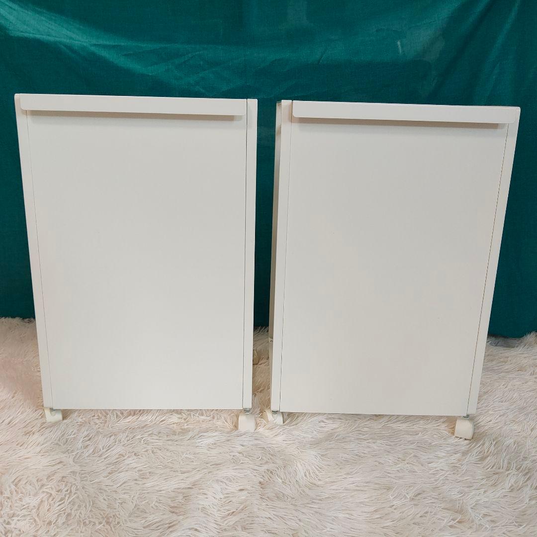 美品✨山崎実業　ホワイト レジ袋 目隠し2分別ダストワゴン ×２個