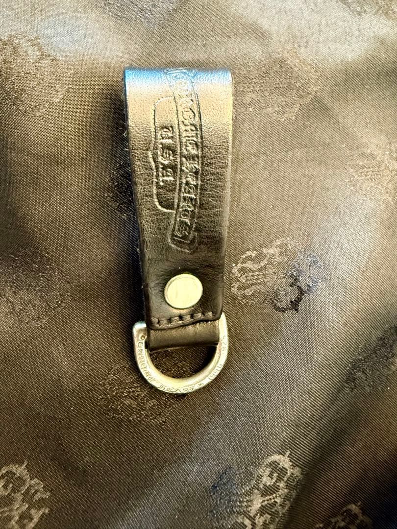 クロムハーツ Dキーリング クロスボタン ブラックレザー