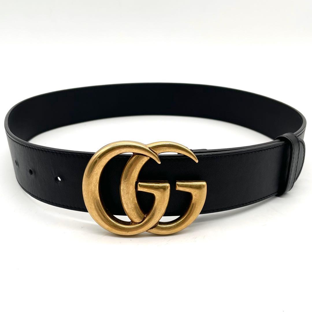 未使用級✨グッチ ベルト GGマーモント レザー ブラック 75 30