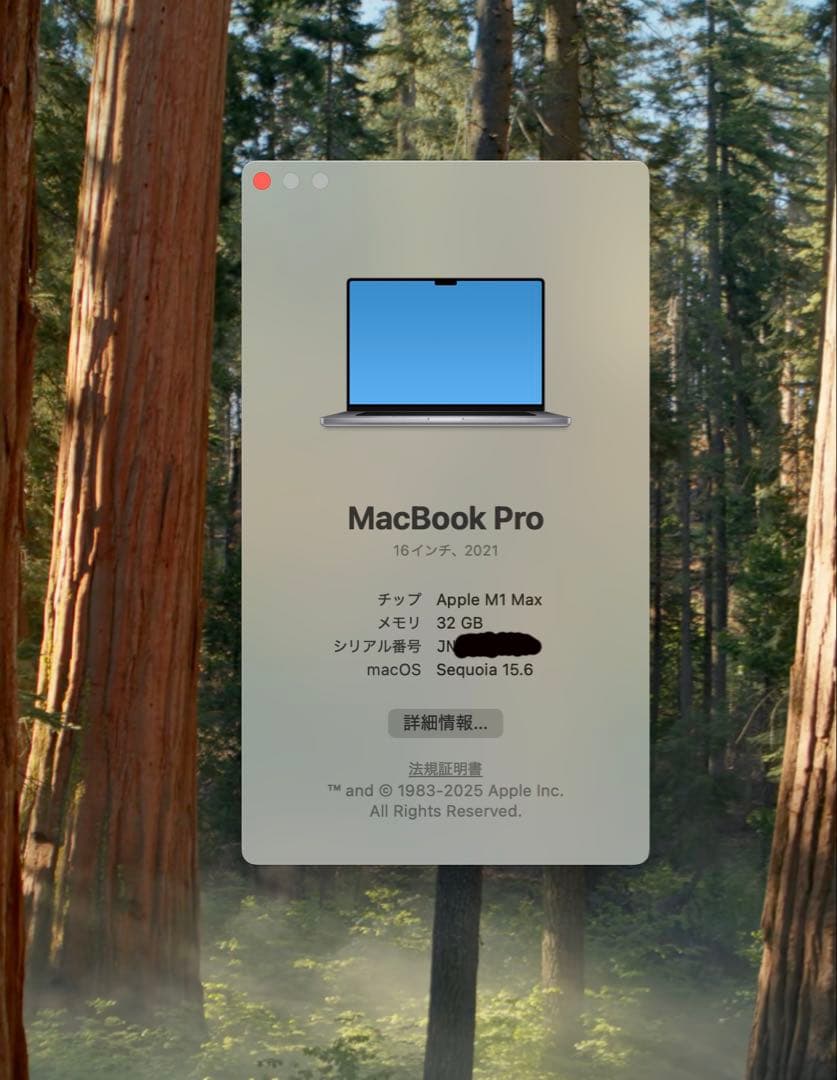 MacBook Pro 16インチ M1 Max/メモリ32GB/SSD 2TB
