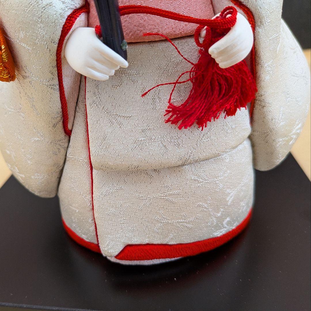 花嫁 木目込人形 白無垢 白赤衣装／共箱あり／木目込花嫁人形 高さ約32cm