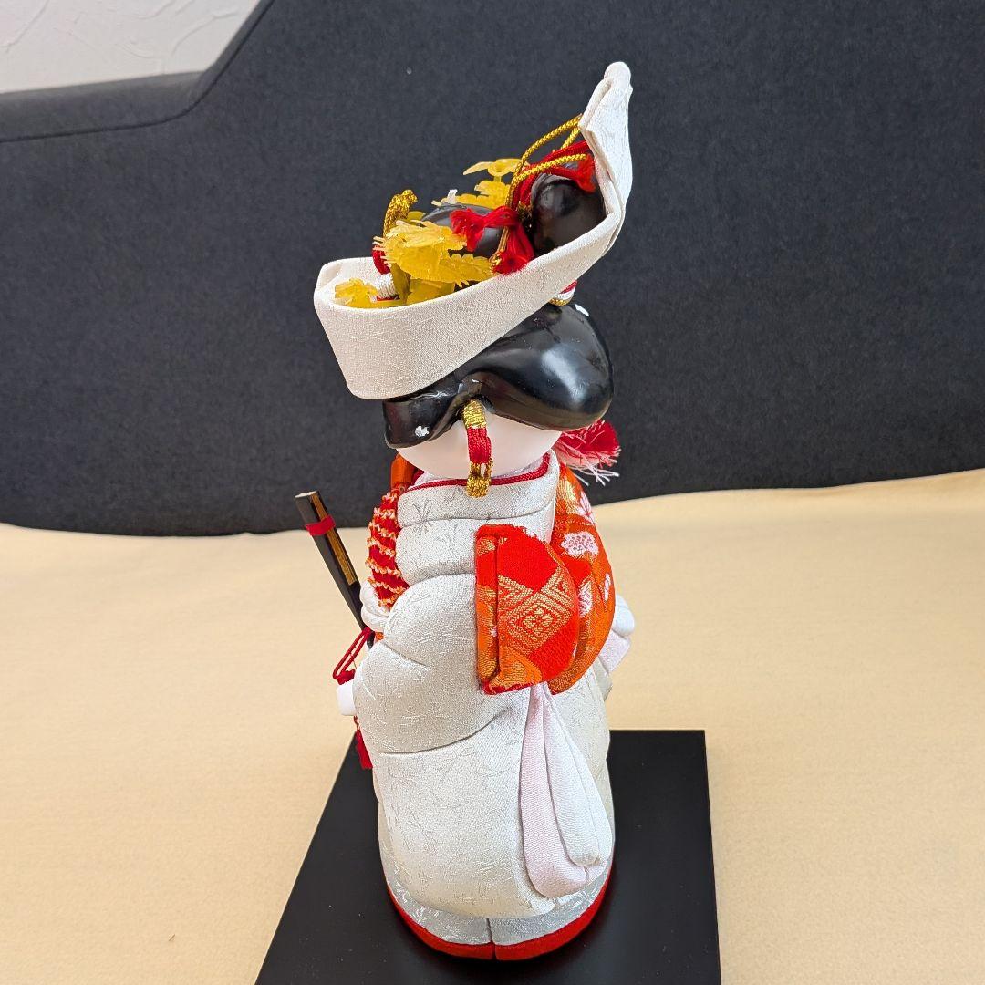 花嫁 木目込人形 白無垢 白赤衣装／共箱あり／木目込花嫁人形 高さ約32cm