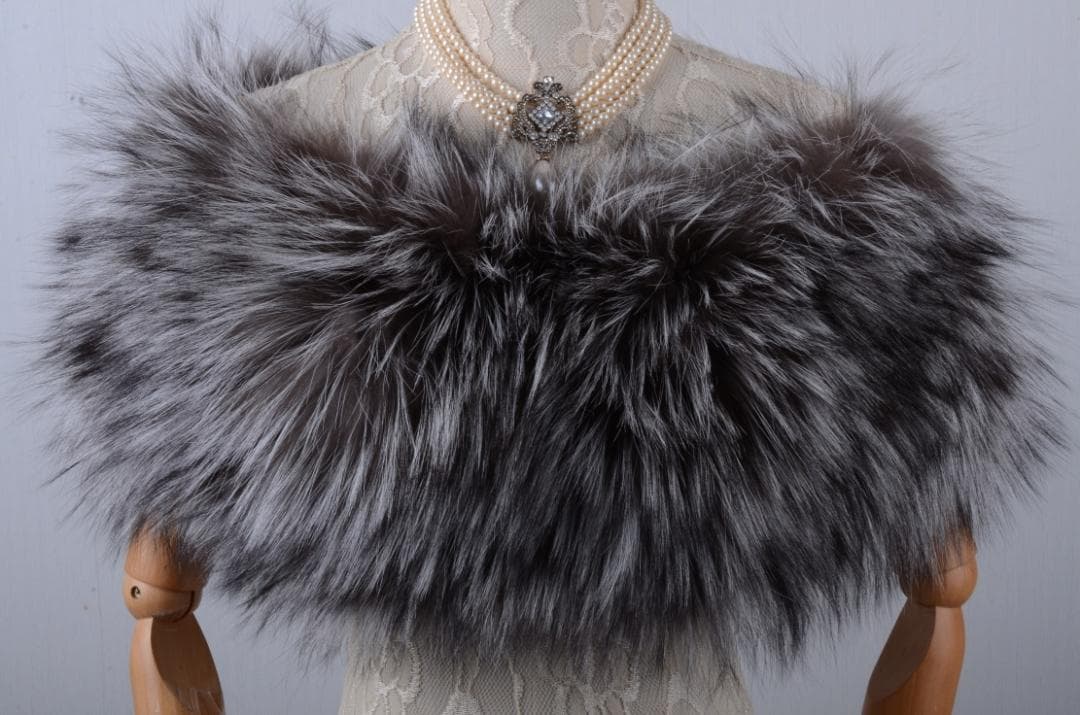 新品限定◆上質シルバーフォックス編み込みスヌード ボレロ /毛皮 リアルファー