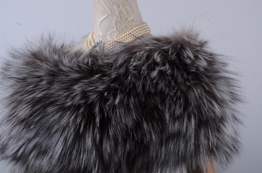 新品限定◆上質シルバーフォックス編み込みスヌード ボレロ /毛皮 リアルファー