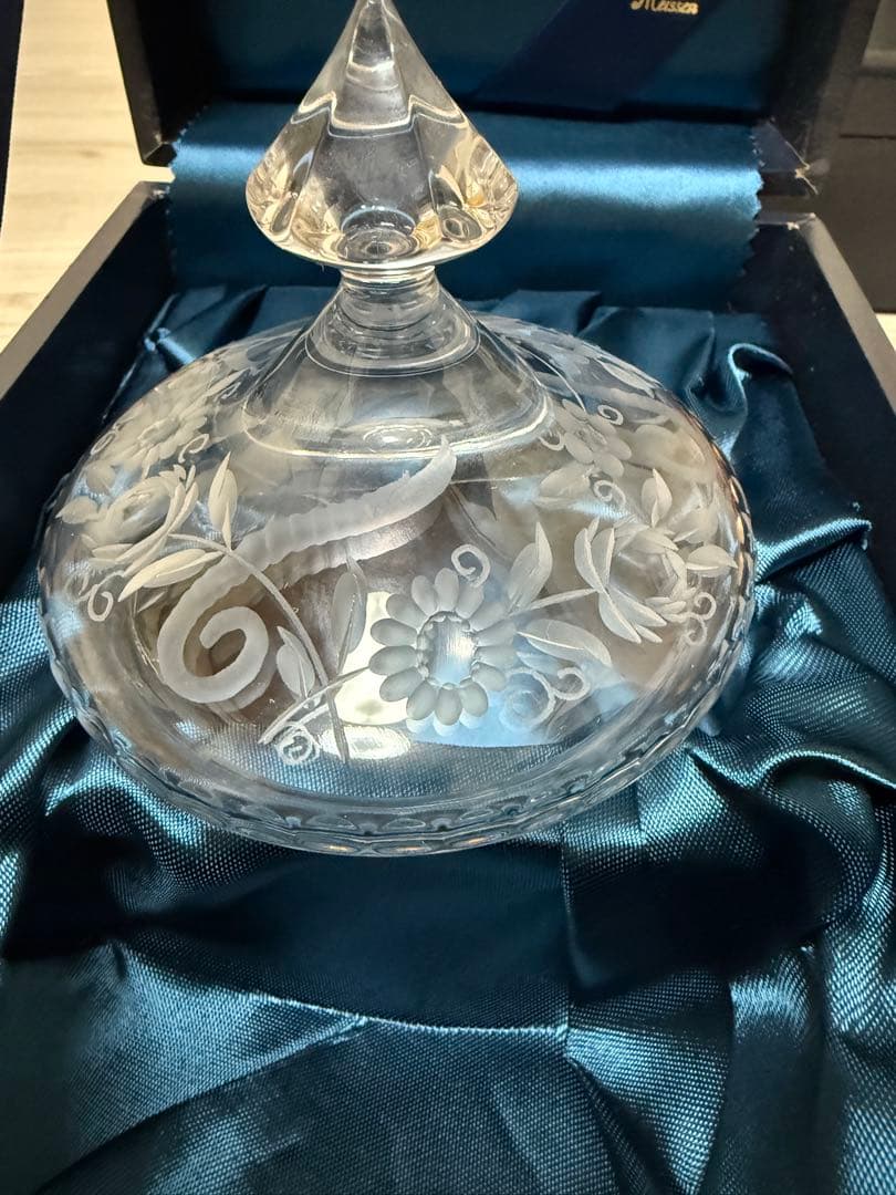 マイセン　花柄エッチングクリスタル　グラス