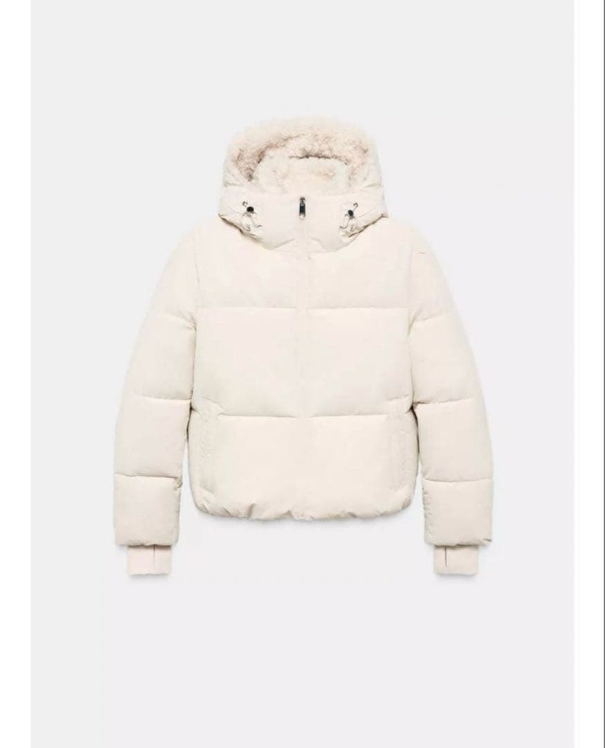 y*様 ZARA フェイクシープスキンフード付き撥水ウィンドブレーカーアノラック