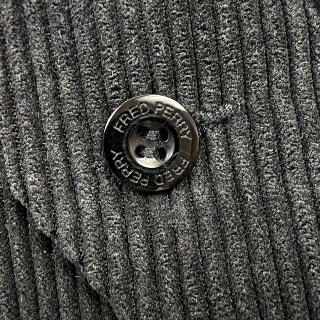 FRED PERRY コーデュロイ スイングトップ ブルゾン ロゴ刺繍 黒 M