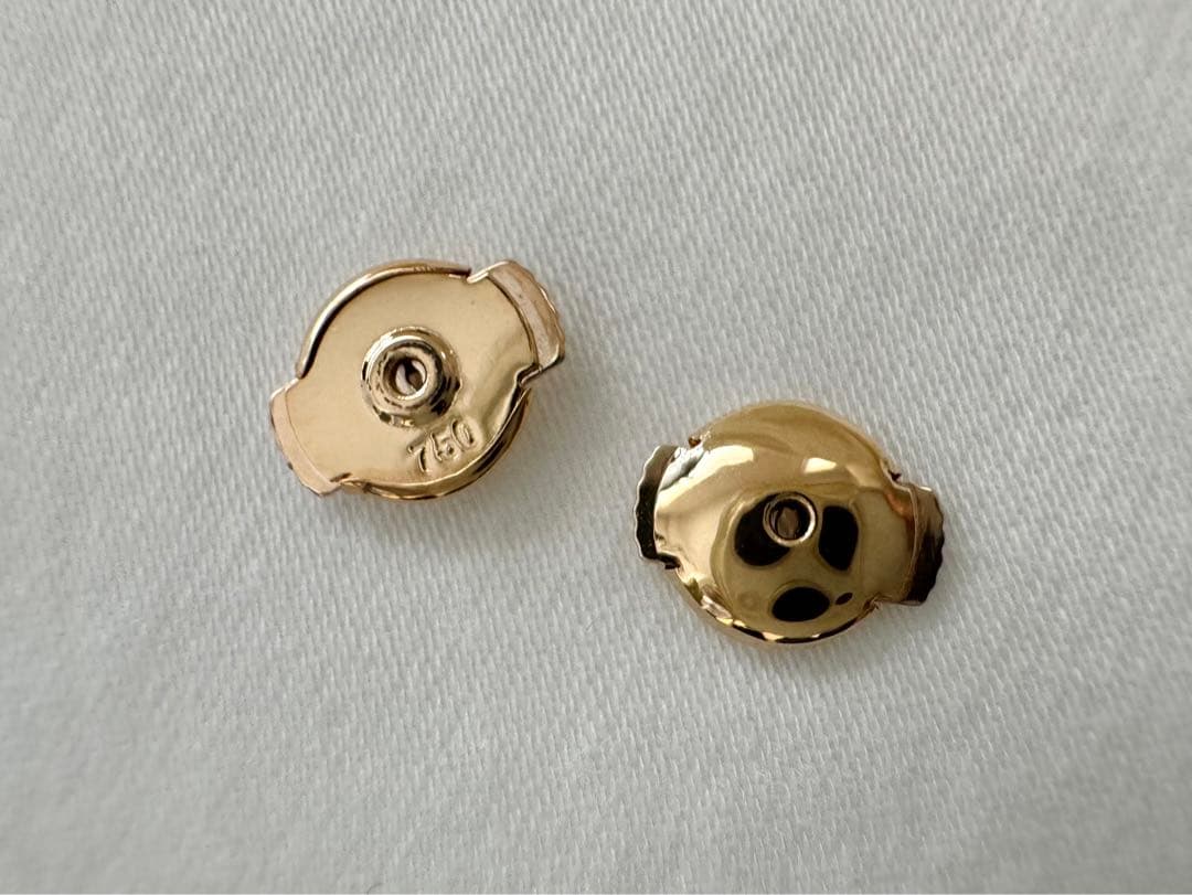 18金ロック式ディスクキャッチ 1ペア落下防止K18ゴールド円盤ピアスキャッチ