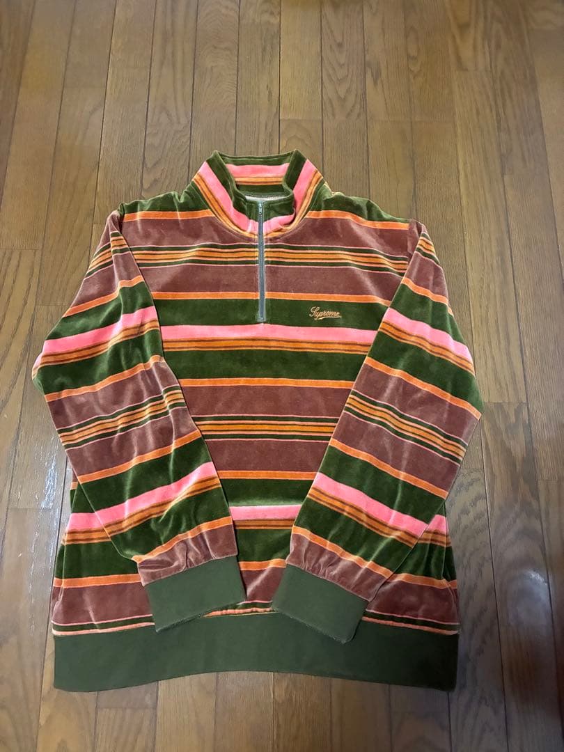 Supreme 20AW Stripe Velour ハーフジップ