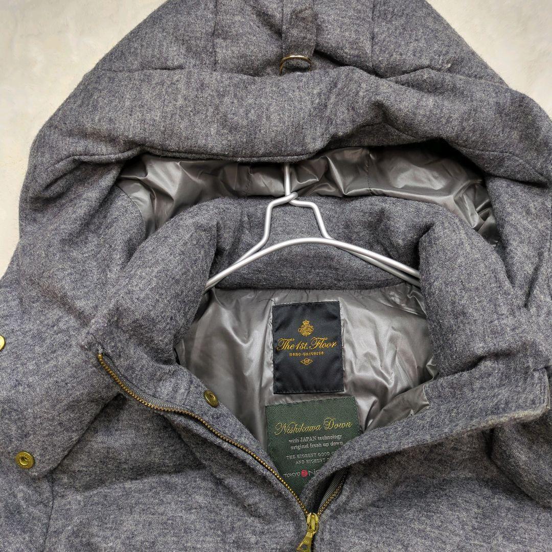 美品 ナノユニバース 西川ダウン ダウンコート ダウンジャケット グレー 38