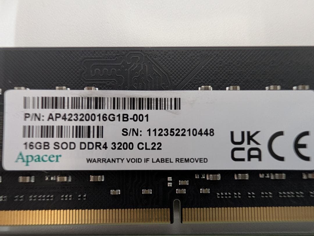 Apacer 32GB(16GB×2枚) DDR4 3200 CL22 メモリー