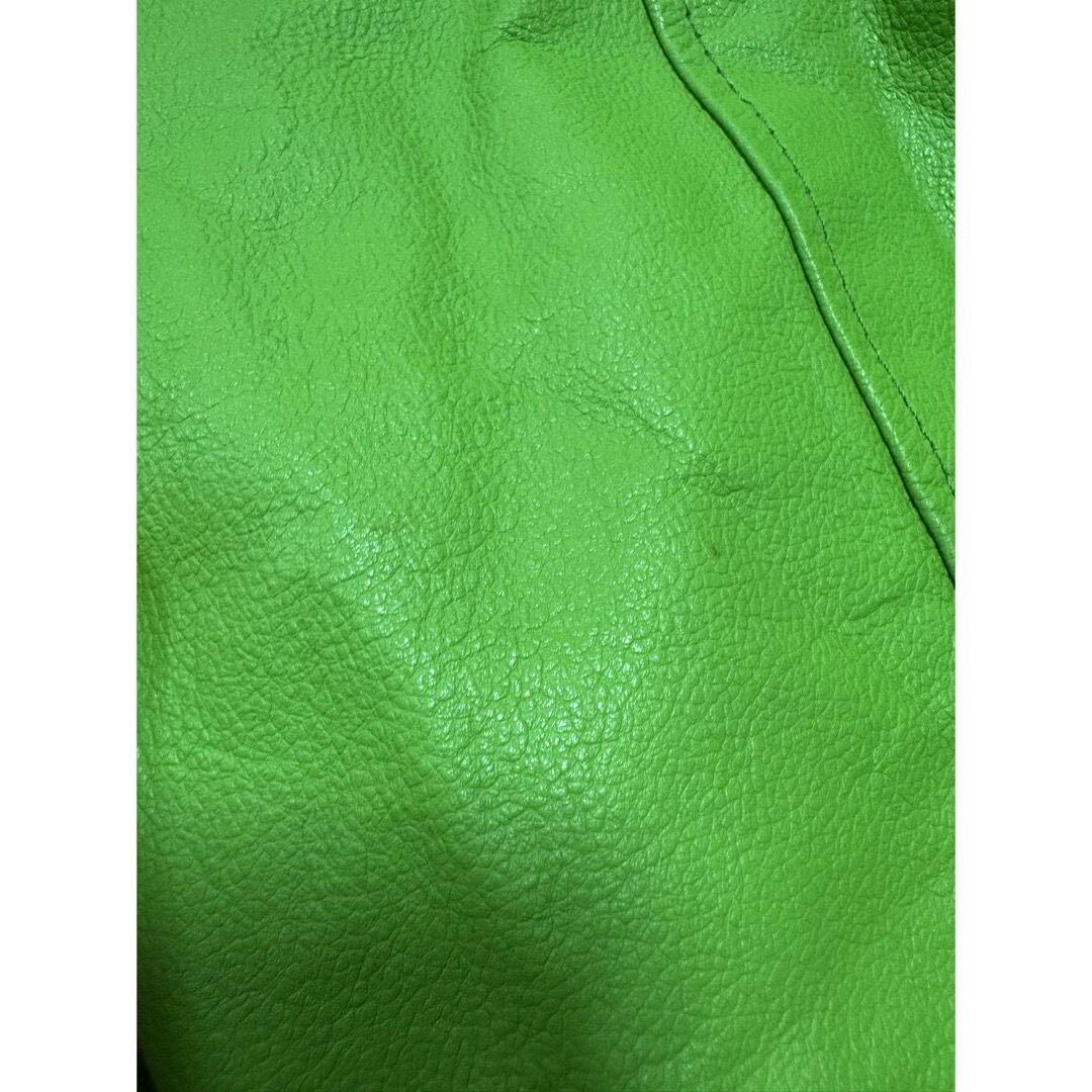 vintage 90s イグアナグリーン 短丈 オーバーサイズレザージャケット