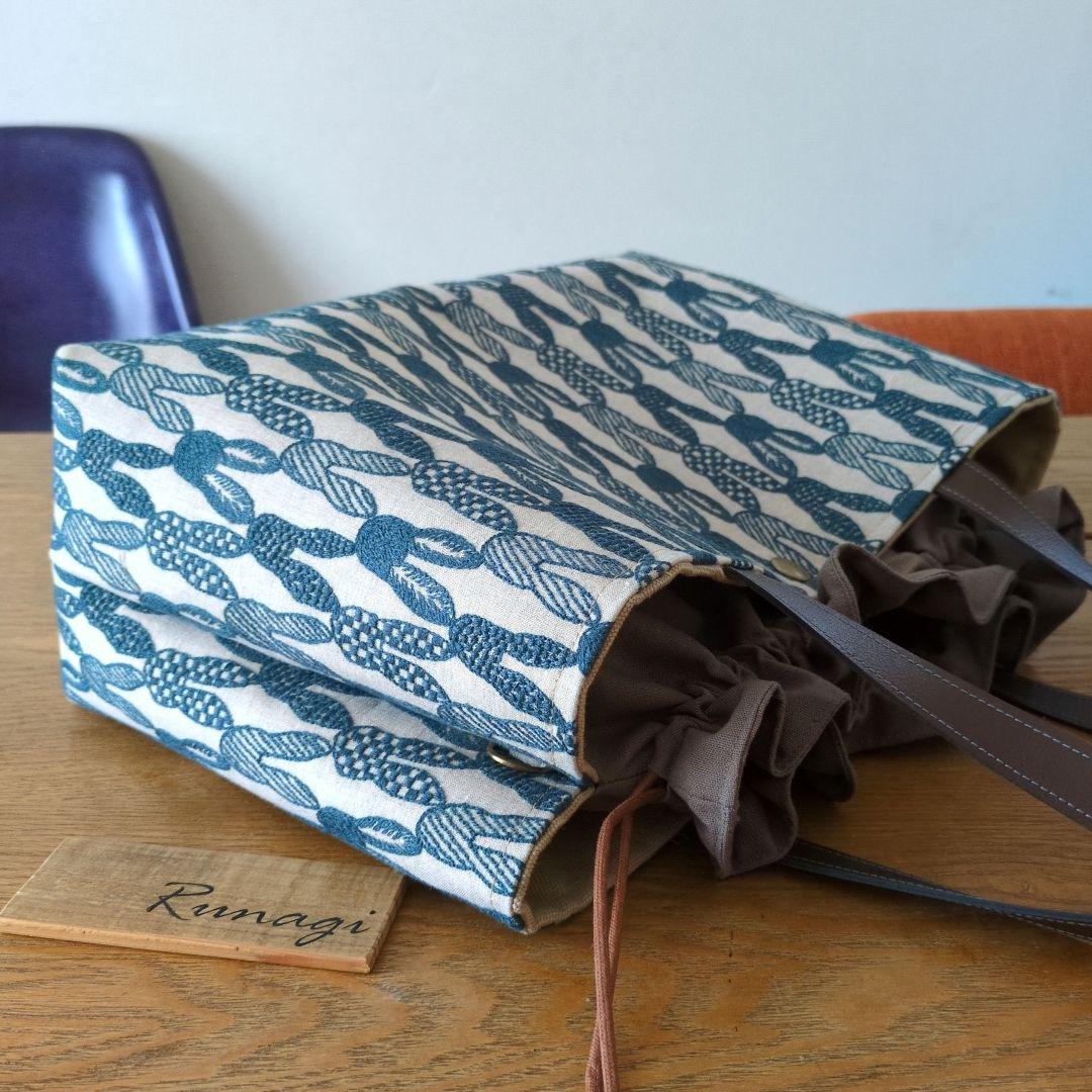 ＊SALE＊【1555】大きいサイズのあおりポケット巾着バッグ＊ミナペルホネン