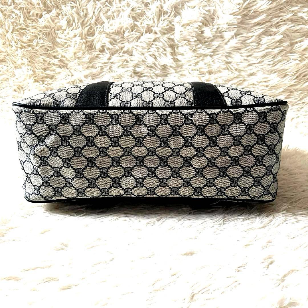 美品 GUCCI ボストンバッグ GGネイビー シェリーライン ヴィンテージ